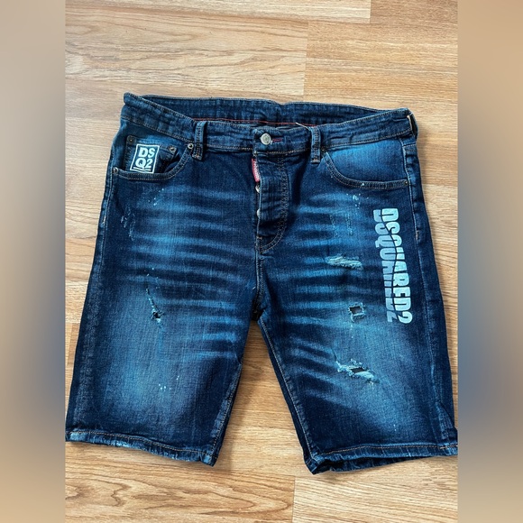 DSQUARED2 Men's Distressed Dark Blue Jean Shorts